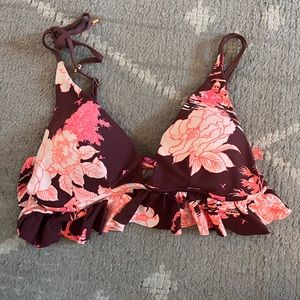 Maaji Floral Bikini Top - Pink and Brown